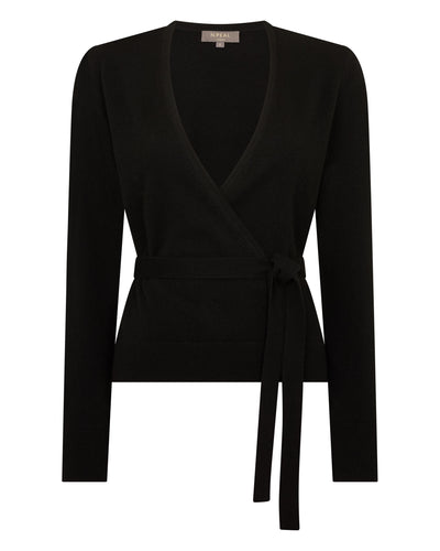 N.Peal Women's Arabella Wrap Cashmere Cardigan Black