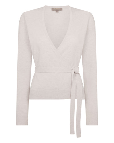 N.Peal Women's Arabella Wrap Cashmere Cardigan Pebble Grey