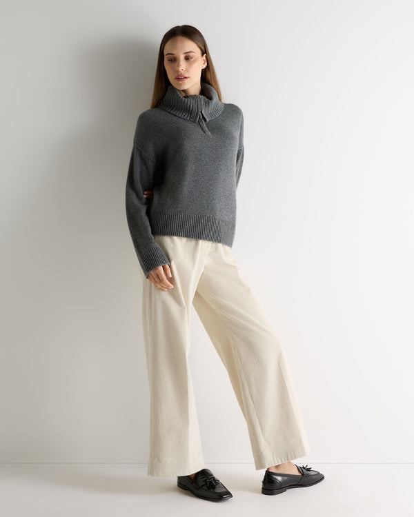 N.Peal Women's Cashmere Half Zip Cashmere Jumper Elephant Grey