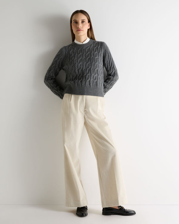 N.Peal Women's Cable Cashmere Jumper Elephant Grey