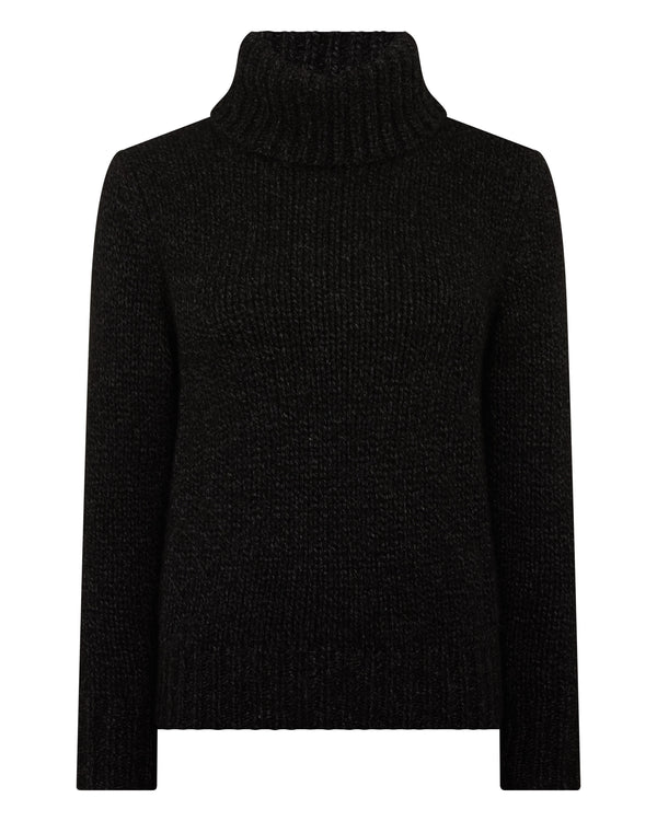 N.Peal Women's Hazel Hand Knit Cashmere Jumper Charcoal Grey Melange
