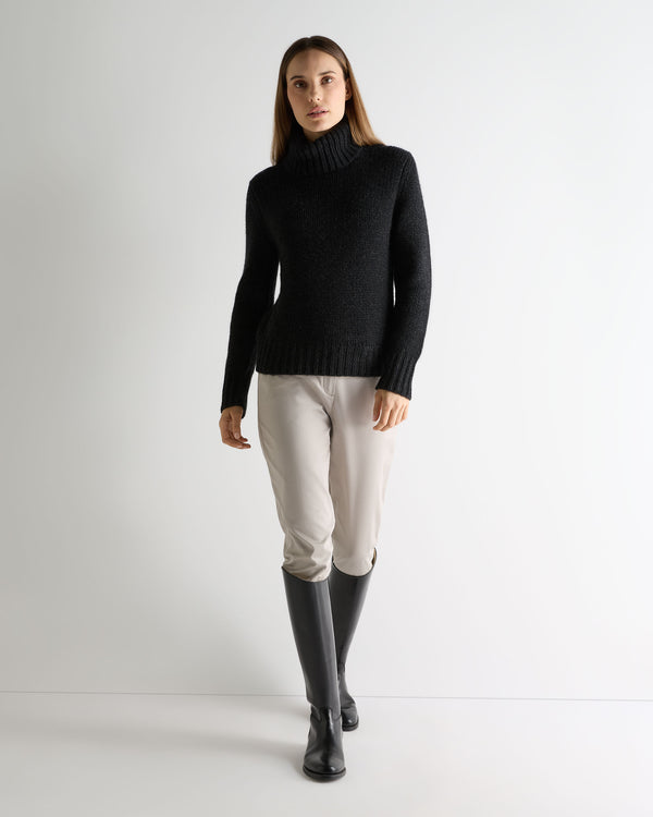 N.Peal Women's Hazel Hand Knit Cashmere Jumper Charcoal Grey Melange