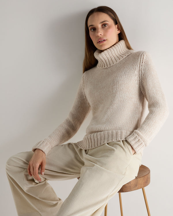 N.Peal Women's Hazel Hand Knit Cashmere Jumper Ecru White