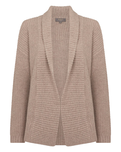 N.Peal Women's Chunky Moss Stitch Cashmere Cardigan Oatmeal Brown