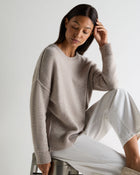 Women's Relaxed Round Neck Cashmere Jumper Basilica Beige Brown Marl
