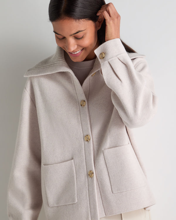 N.Peal Women's Milano Cashmere Overshirt Frost White