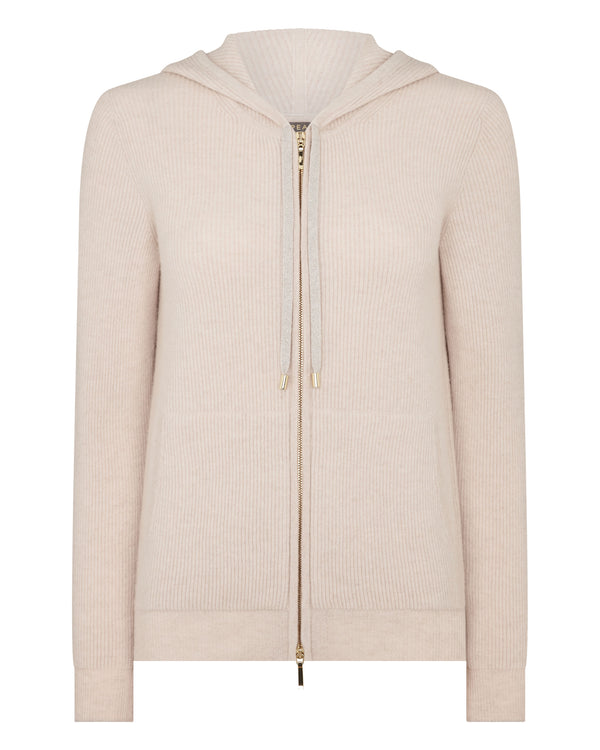 N.Peal Women's Ada Ribbed Cashmere Hoodie Ecru White