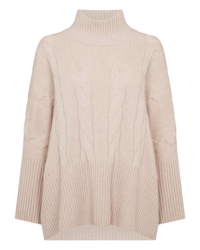 N.Peal Women's Oversized Cable Cashmere Jumper Ecru White