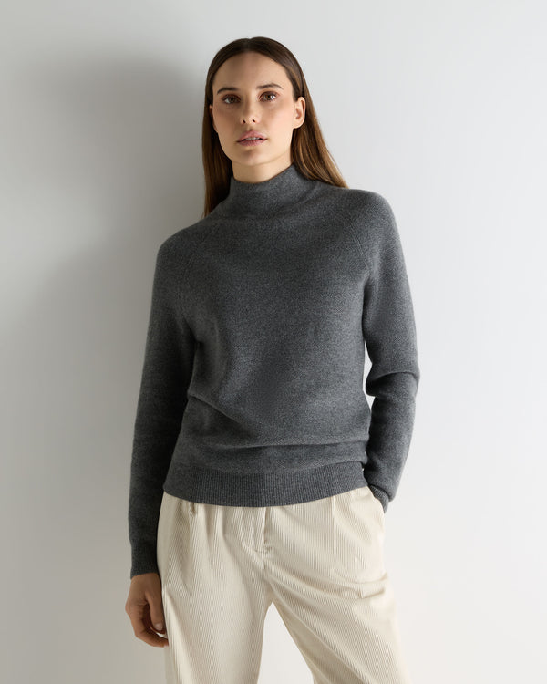 N.Peal Women's Honeycomb Knit Cashmere Jumper Elephant Grey