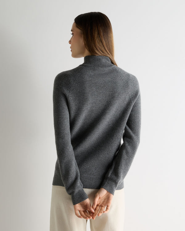 N.Peal Women's Honeycomb Knit Cashmere Jumper Elephant Grey