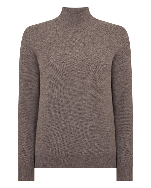 N.Peal Women's Honeycomb Knit Cashmere Jumper Otter Brown