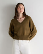 Women's Cropped V Neck Cashmere Jumper Cinnamon Brown