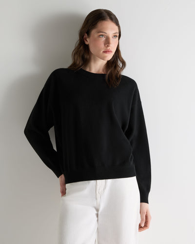 N.Peal Women's Oversized Round Neck Cashmere Jumper Black
