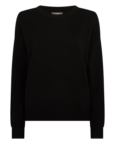 N.Peal Women's Oversized Round Neck Cashmere Jumper Black