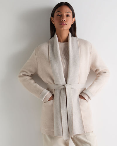 N.Peal Women's Milano Cashmere Cardigan Ecru White