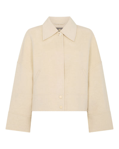 Women's Woven Cashmere Short Jacket Off White