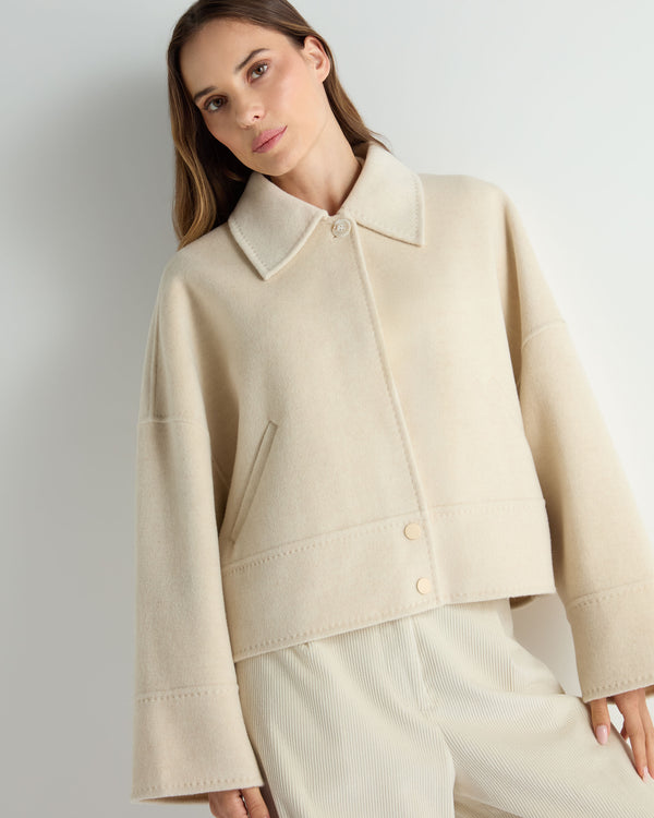 N.Peal Women's Woven Cashmere Short Jacket Off White
