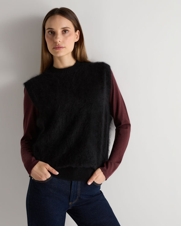 N.Peal Women's Brushed Cashmere Tank Top Black