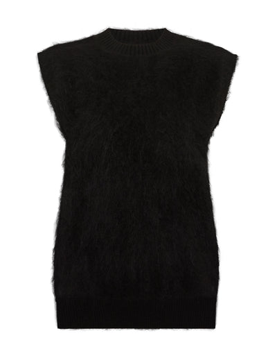 N.Peal Women's Brushed Cashmere Tank Top Black