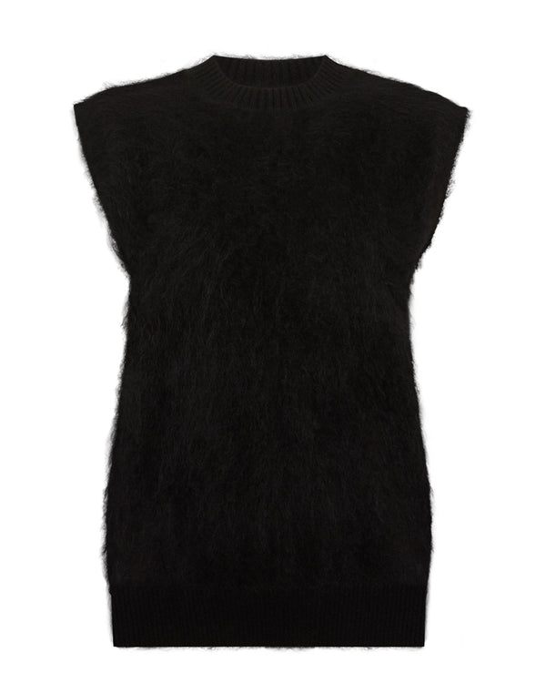 N.Peal Women's Brushed Cashmere Tank Top Black