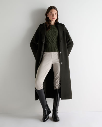 N.Peal Women's Fur Collar Longline Coat Green