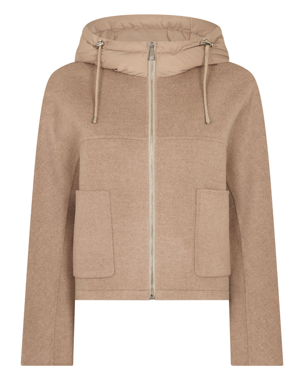 N.Peal Women's Down Hood Jacket Taupe Brown