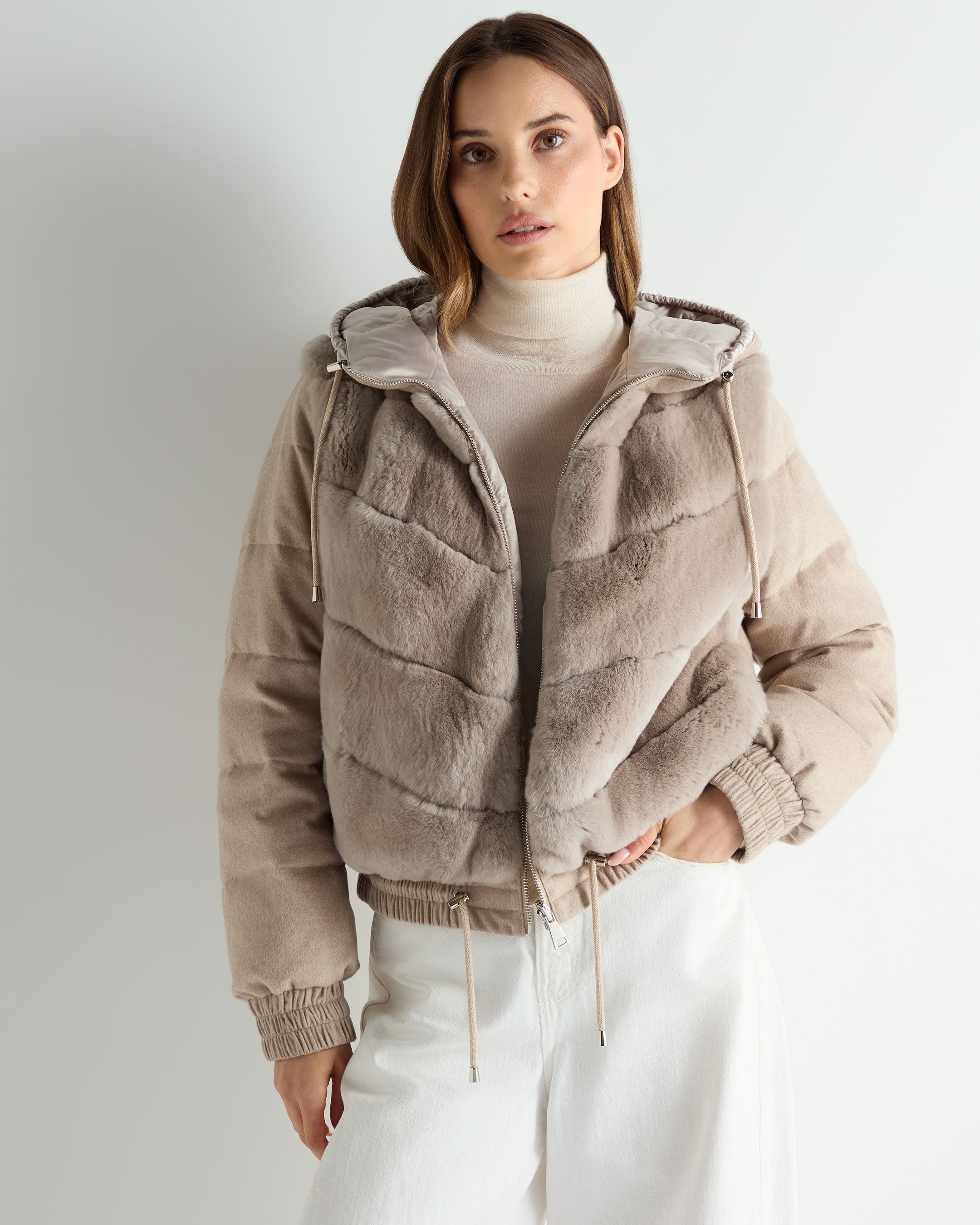 Women's Rex Front Padded Jacket Beige Brown | N.Peal