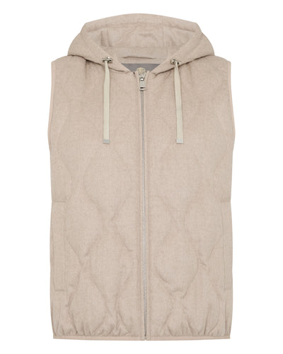 Women's Padded Gilet With Hood Beige Brown