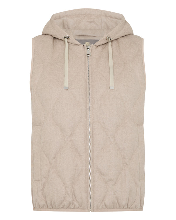 N.Peal Women's Padded Gilet With Hood Beige Brown