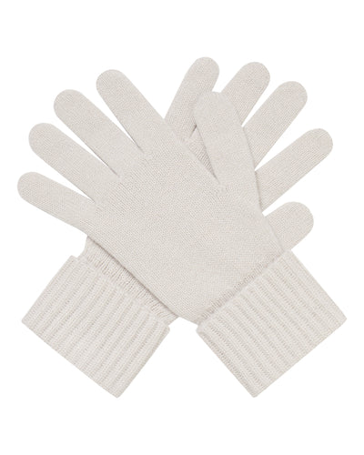 N.Peal Women's Ribbed Cashmere Gloves With Lurex Frost White Sparkle