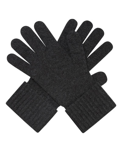 N.Peal Women's Ribbed Cashmere Gloves Deep Charcoal Grey