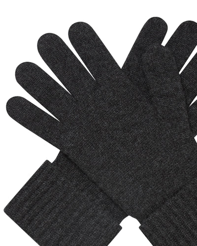 N.Peal Women's Ribbed Cashmere Gloves Deep Charcoal Grey