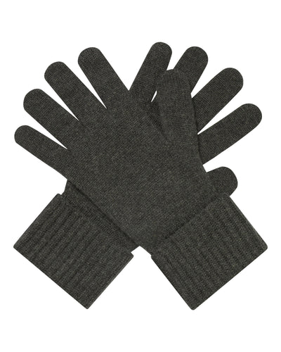 N.Peal Women's Ribbed Cashmere Gloves Grey Moss