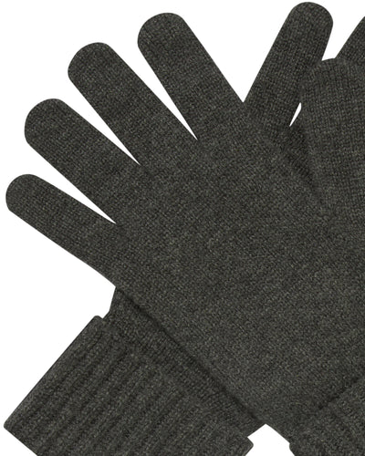 N.Peal Women's Ribbed Cashmere Gloves Grey Moss