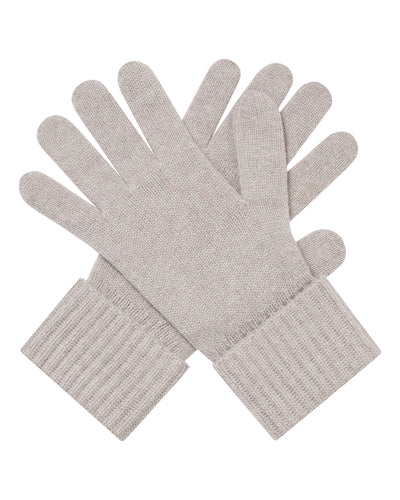 N.Peal Women's Ribbed Cashmere Gloves Oat Grey