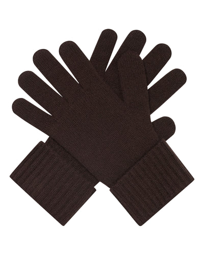 N.Peal Women's Ribbed Cashmere Gloves Redwood
