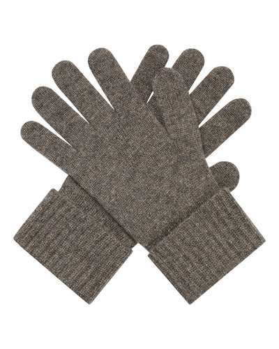 N.Peal Women's Ribbed Cashmere Gloves Wood Smoke Brown