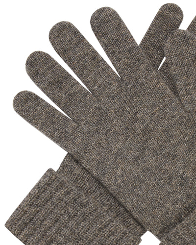 N.Peal Women's Ribbed Cashmere Gloves Wood Smoke Brown