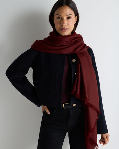 N.Peal Women's Pashmina Cashmere Shawl Rustic Red
