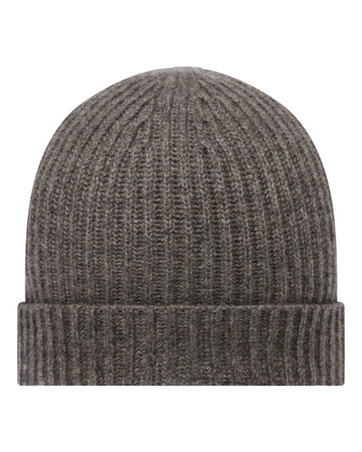 N.Peal Unisex Ribbed Cashmere Hat Wood Smoke Brown