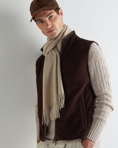 N.Peal Unisex Large Woven Cashmere Scarf Cashew Brown