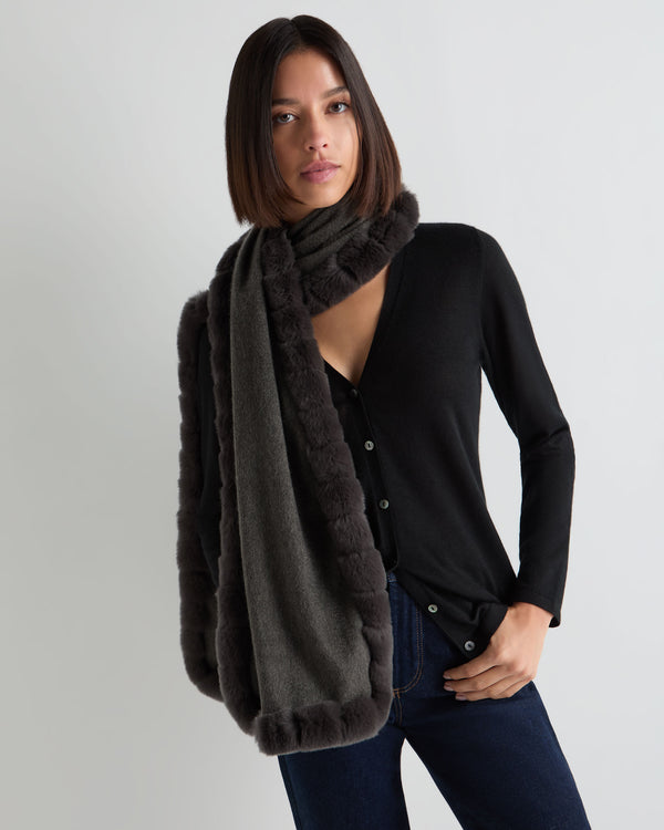 Women's Meribel Woven Fur Trim Scarf  3