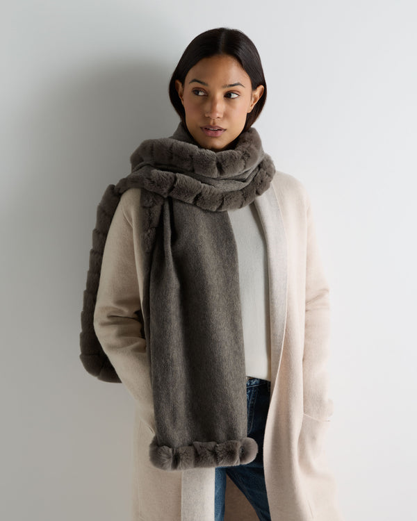 Women's Meribel Woven Fur Trim Scarf 2
