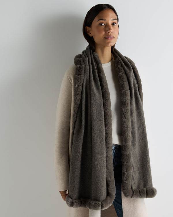 Women's Meribel Woven Fur Trim Scarf 3