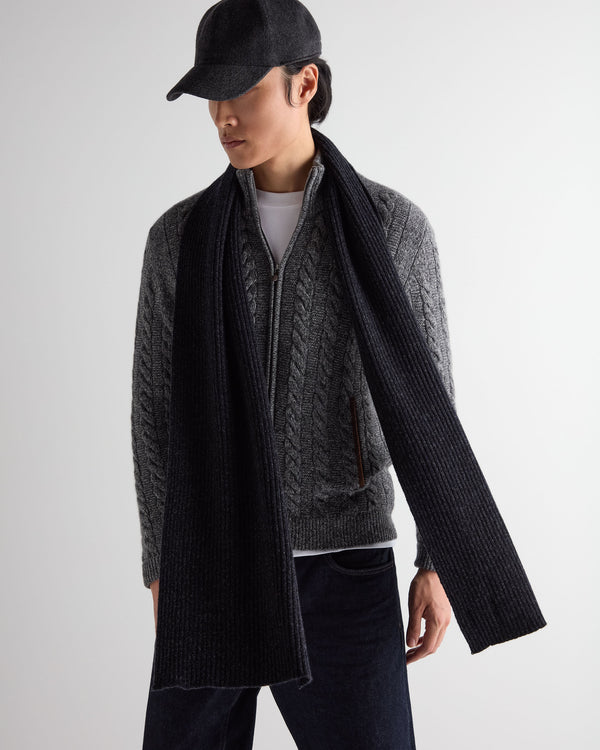 Unisex Short Ribbed Cashmere Scarf 5