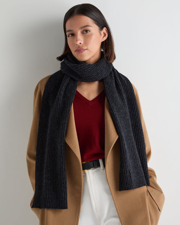 Unisex Short Ribbed Cashmere Scarf 2