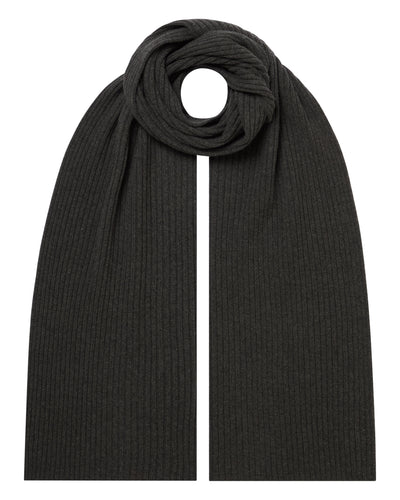 N.Peal Unisex Short Ribbed Cashmere Scarf Grey Moss