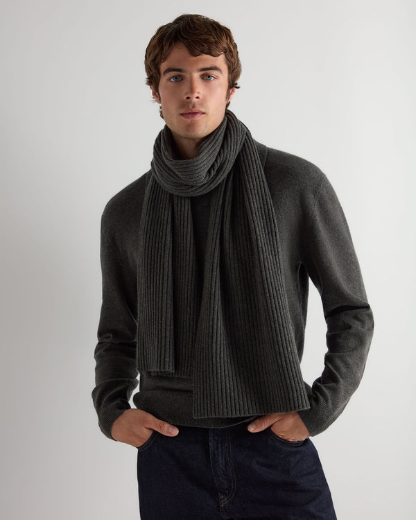 Unisex Short Ribbed Cashmere Scarf  3
