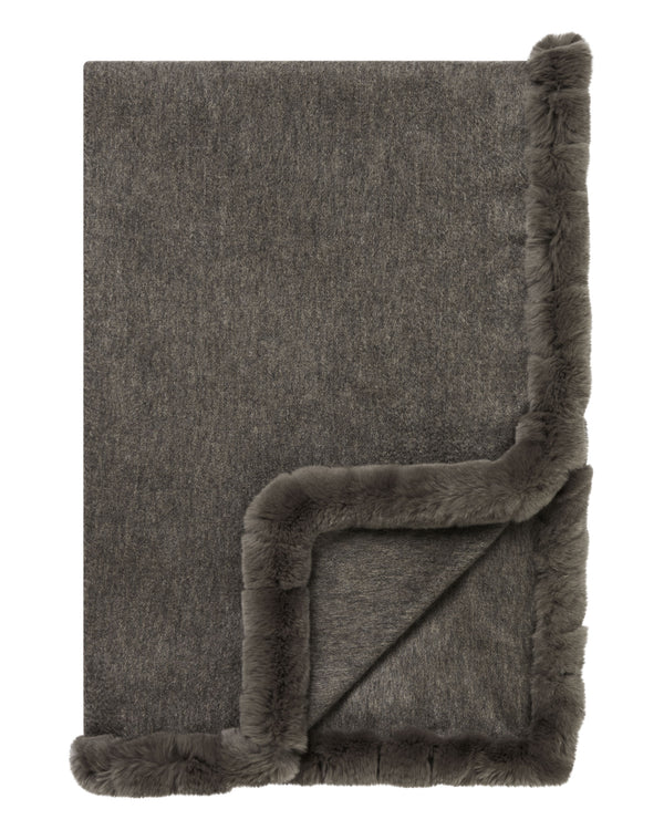 Women's Meribel Woven Fur Trim Cashmere Shawl 1