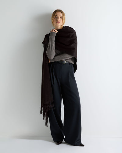 N.Peal Women's Woven Cashmere Shawl Cocoa Brown